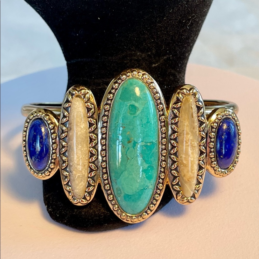 Studio Barse Turquoise/Lapis/Creamy Agate Cuff Bracelet